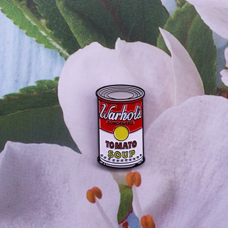 Кэмпбелл томатный суп отворот булавка Warhol поп-арт Картина значок большая