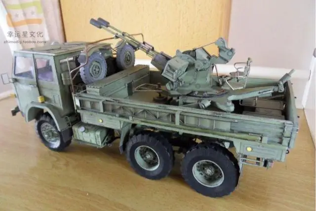 1:25 Star266 грузовик и ZU-23-2 зенитная пушка Военная Модель 3D бумажная модель DIY руководство