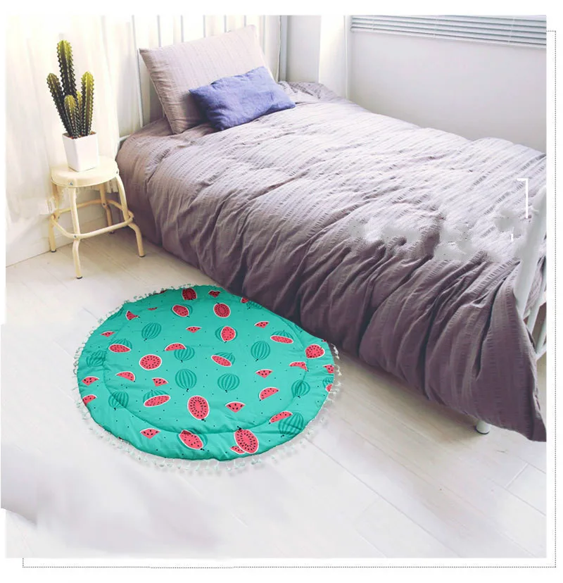 INS Watermelon Double Side Play Mats Carpet Baby Crawling Rug Pompom Kids Girls Room Decoration Rugs for Children Rooms Props | Дом и сад