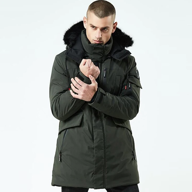Новинка, парка, мужские зимние куртки, хлопок, сплошной цвет, Chaquetas Hombre, толстые парки, Мужская Осенняя Повседневная Верхняя одежда, меховые пальто - Цвет: army green