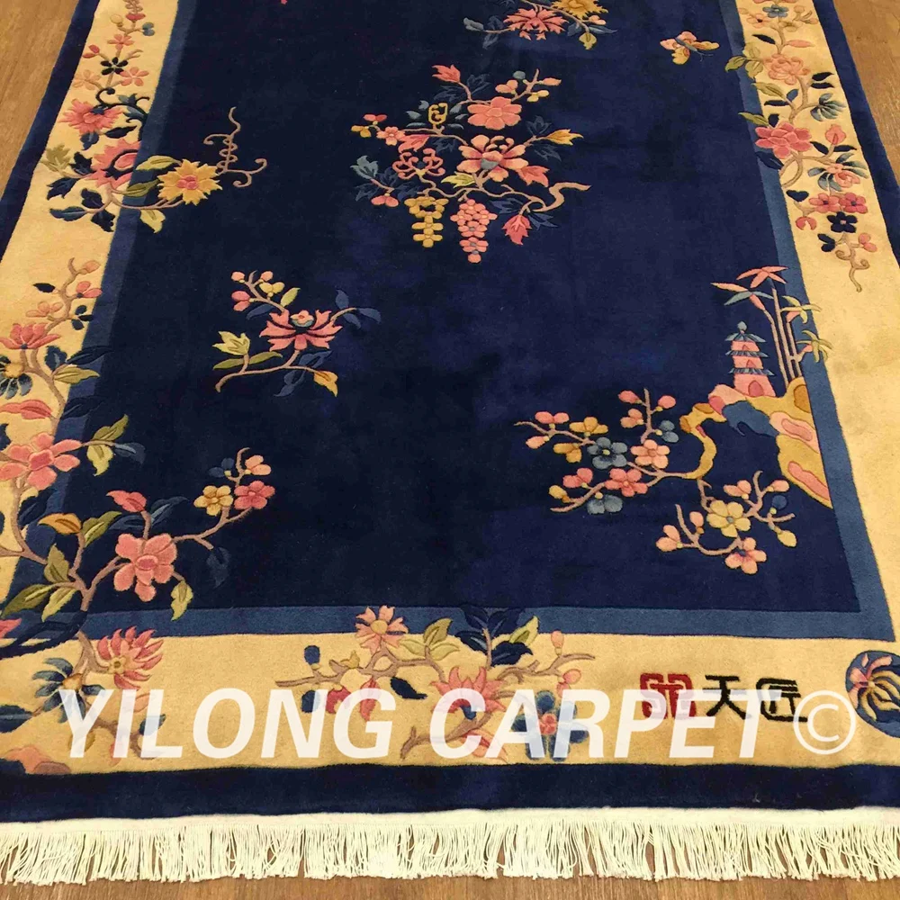 YILONG 5 &quotx 8&quot ручной работы художественное украшение синий ковер Традиционный
