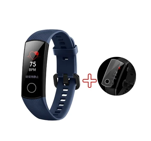 Смарт-браслет HUAWEI HONOR Band 4 в реальном времени, точный мониторинг сердечного ритма, 50 м, водонепроницаемый, часы - Цвет: Blue Add Film