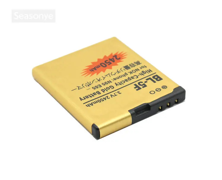 Seasonye 2450 мАч BL-5F / BL5F BL 5F Золото Замена Батарея для Nokia N95 N93 N93i E65 N96 N98 6210 6290 6210S 6210N 6710N |