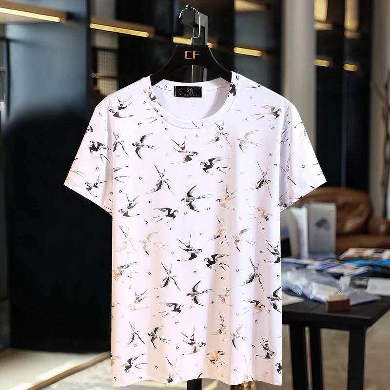 

new Summer Trend Men's Ice Silk Thin Short Sleeve Men's Loose Short Sleeve T-Shirt Plus size big 3XL -10XL