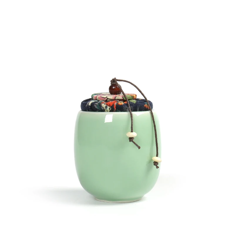C3 Китайские чайные банки Longquan Celadon Crackle Glaze чайная посуда чайная банка пробковая Мешковина печать баночка с крышкой хранение конфет винтажный домашний декор - Цвет: C3