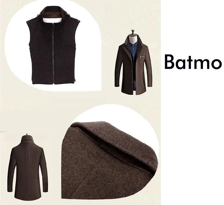 Новое поступление 2019 зимнее высококачественное шерстяное пальто BATMO для мужчин