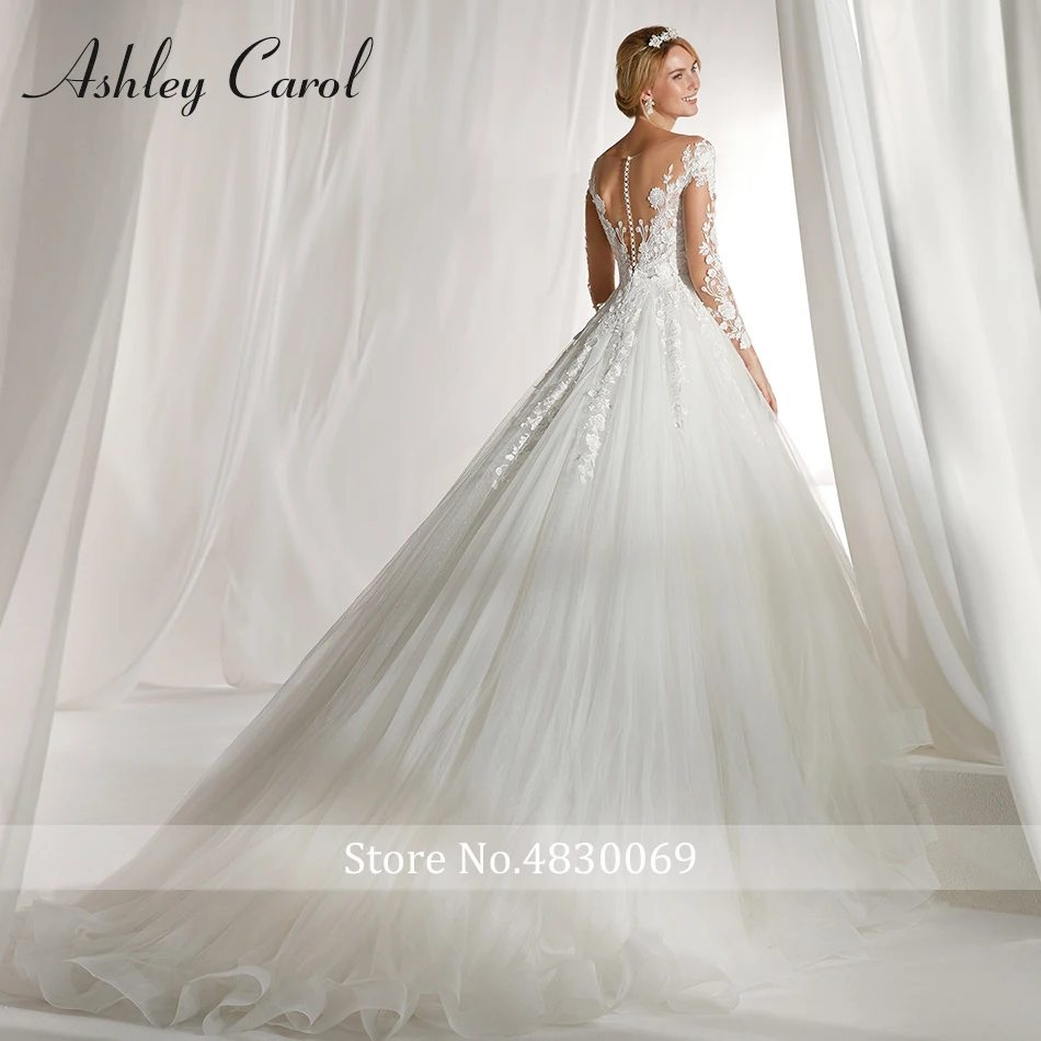 Свадебное платье с длинным рукавом Эшли Карол 2021 сексуальное со шлейфом для