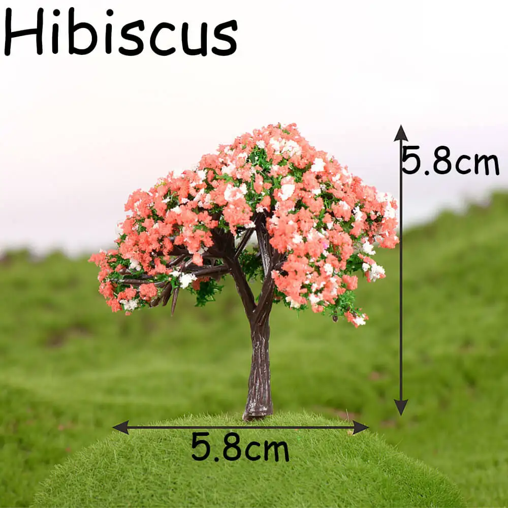hibiscus 1 шт. садовые украшения мини дерево Фея миниатюры микро пейзаж смолы ремесла фигурка бонсай сад украшения для террариума - Цвет: hibiscus