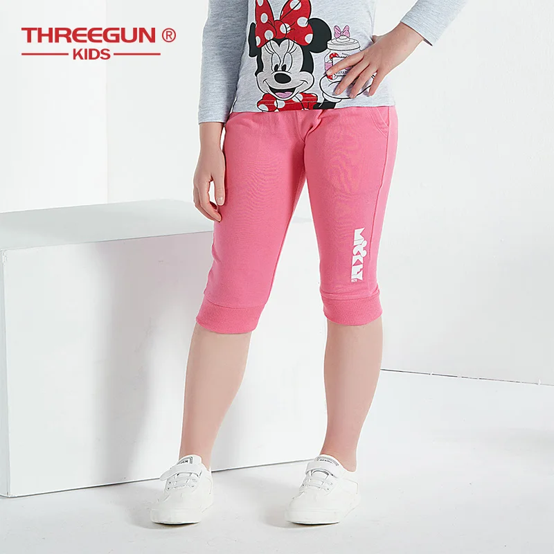 THREEGUN X/детские штаны с Микки Маусом; спортивные штаны для мальчиков и девочек; укороченные брюки; детская весенне-летняя хлопковая одежда