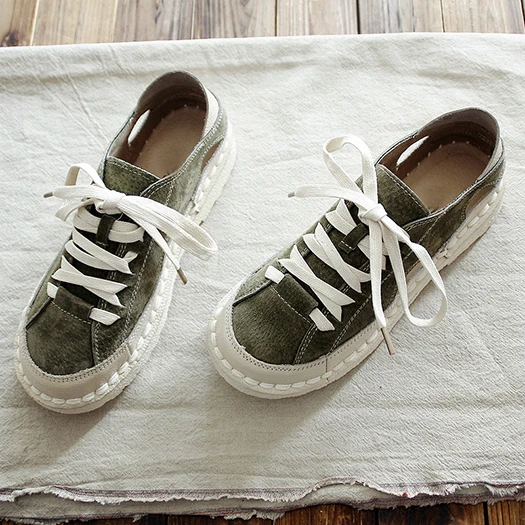 Green Sandals Простые туфли со шнуровкой в китайском и красном японском стиле; женская обувь на плоской подошве; модель года; женские дизайнерские кроссовки с круглым носком; удобные винтажные туфли - Цвет: Green Sandals