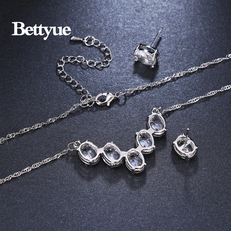 Bettyue Brand Charm Fashion Jewelry Sets AAA Zircon White Gold Color Oval Shape For Woman Simple Wedding Party Gift | Украшения и