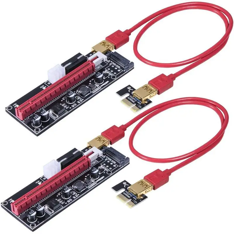 Последние VER009S 2-Pack PCI-E 16x в 1x Питание Riser адаптер с 4PIN SATA и графическая карта 6PIN