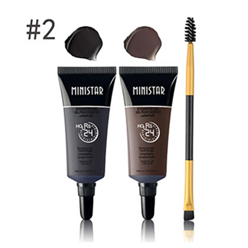Ministar Bi-color Liquid Eyebrow Gel Cream Enhancer Three-dimensional Long-lasting Waterproof Makeup With Brush | Красота и здоровье