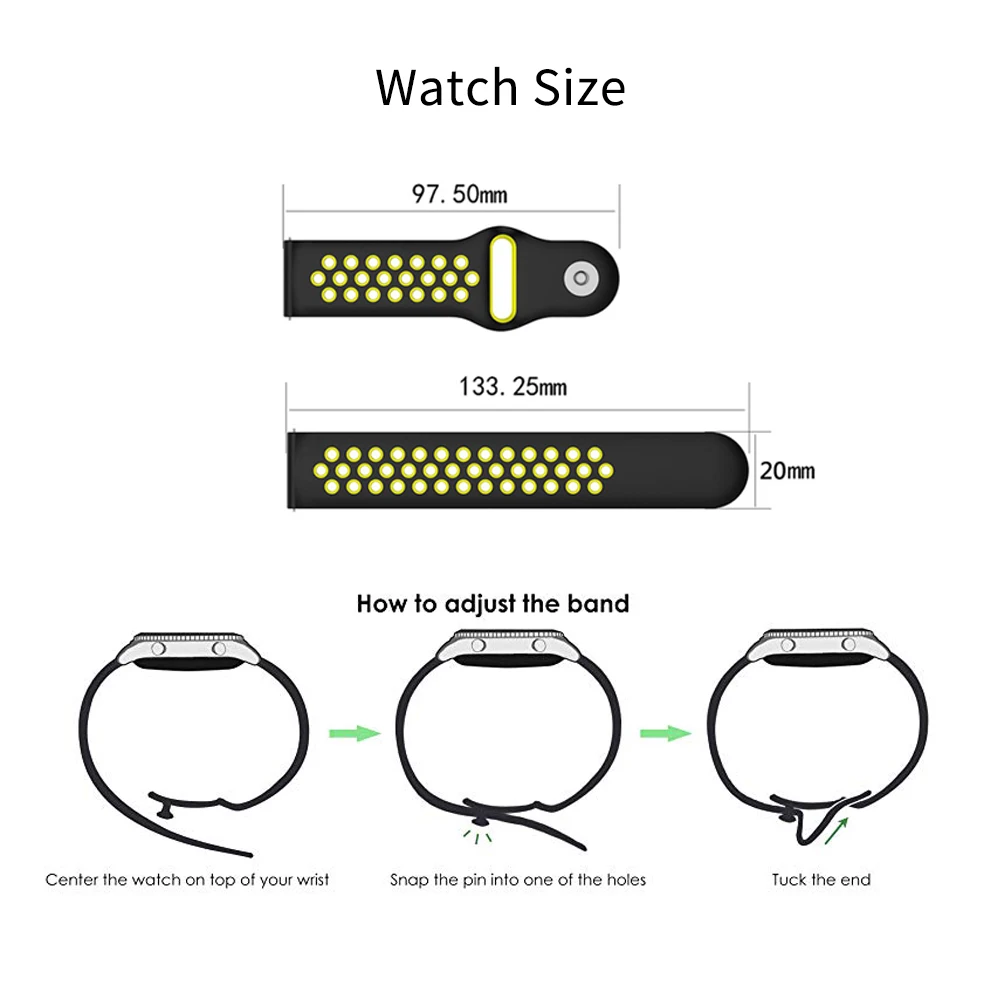 Спортивный силиконовый дышащий ремешок для Samsung Galaxy Watch Active Bands 42 мм классический