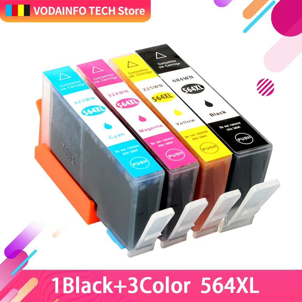 Картриджи чернильные QSYRAINBOW 564 564XL 4 шт. совместимые с HP XL Deskjet 3070A 3520 Officejet 4610 4620 |