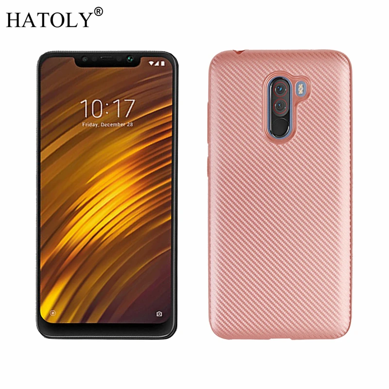 HATOLY For Fundas Xiaomi Pocophone F1 Case Mi Soft TPU Carbon Fiber Back Cover Cases for Global Little |