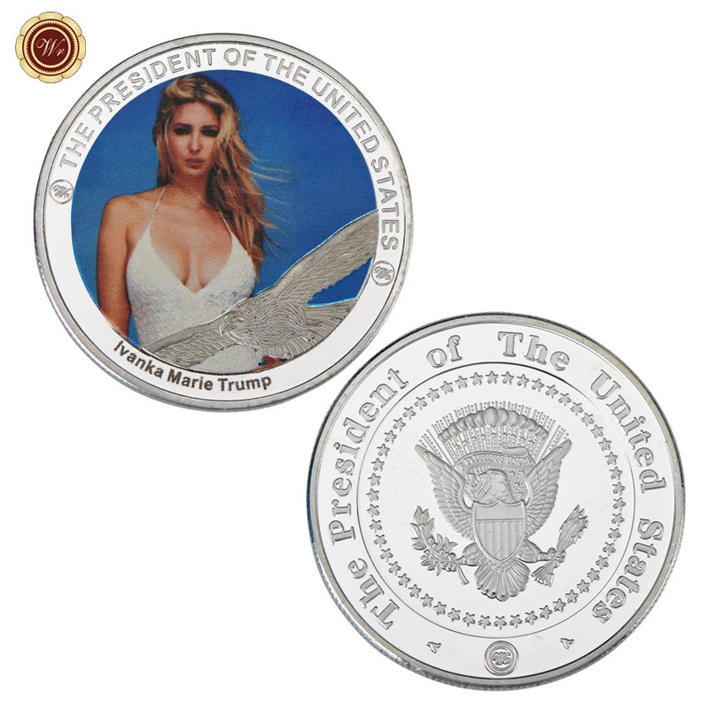 WR 5 шт. знаменитая модель США Ivanka Marie Trump Посеребренная монета с чехлом пикантная