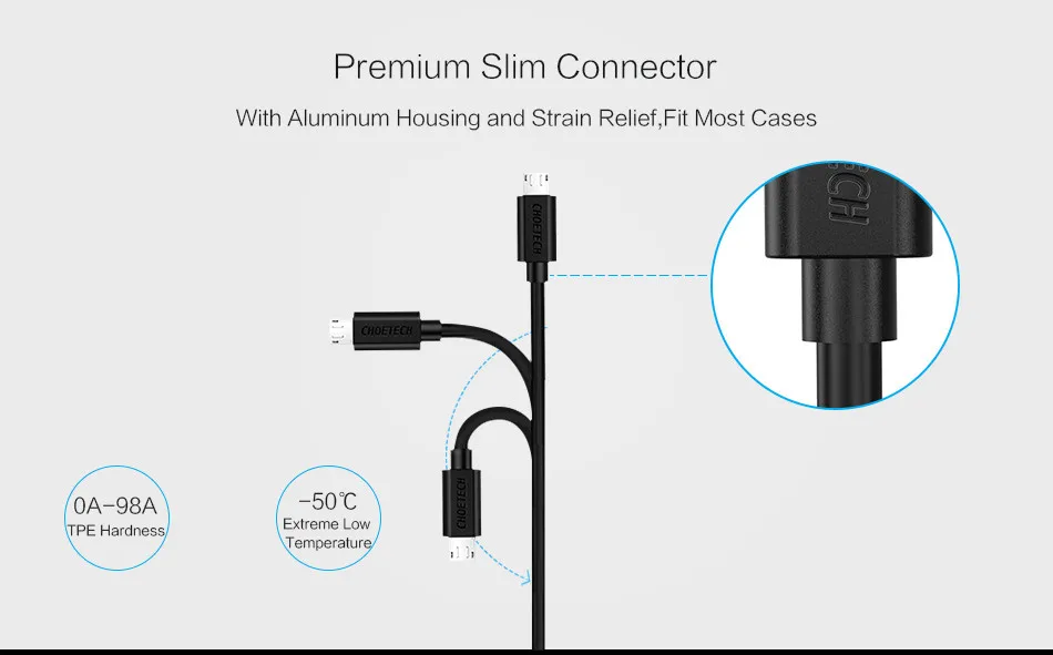CHOETECH 10 шт./лот Кабель Micro-USB 5V 2.4A Micro usb-кабель для передачи данных(синхронизации) и зарядки Кабели для мобильных телефонов 1,2 м для Android телефонов и планшетных ПК