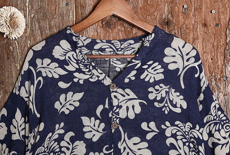 Печать хлопок белье длинное платье с длинным рукавом v образным вырезом нация