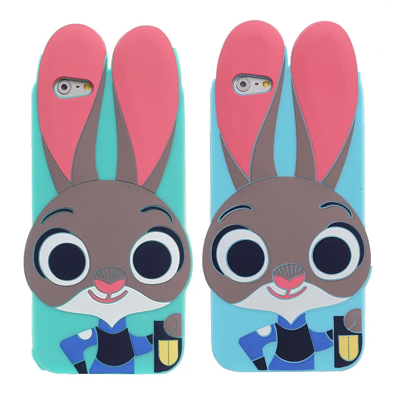 2016 чехол для iphone 5 силиконовый 6 6s plus Zootopia Judy rabbit защита сотового телефона