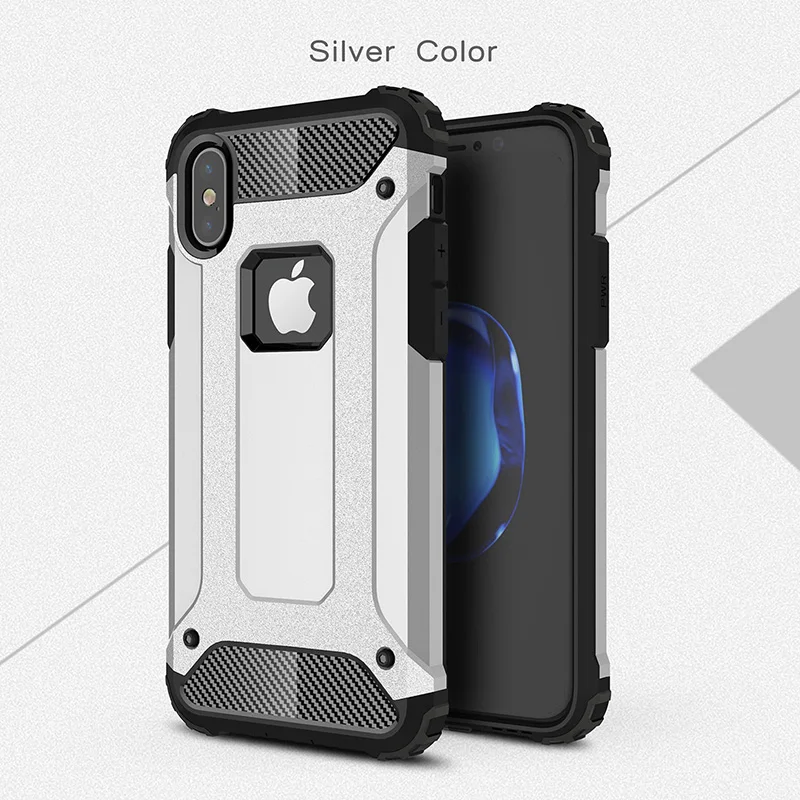 Серебристый Роскошный противоударный чехол для iPhone XS Max XR X 8 7 6 5 s 5S 6s plus 6plus 7plus 8plus бронированный чехол для задней панели сотового телефона корпус бампер - Цвет: Серебристый