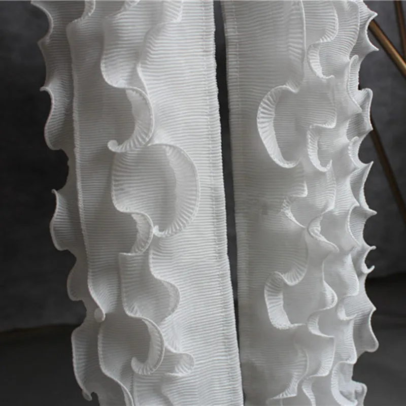 Four-Layer Stereo Wave Auricularia Lace Fold Mesh Texture Accessory Dress Handmade Material Designer Cloth | Дом и сад
