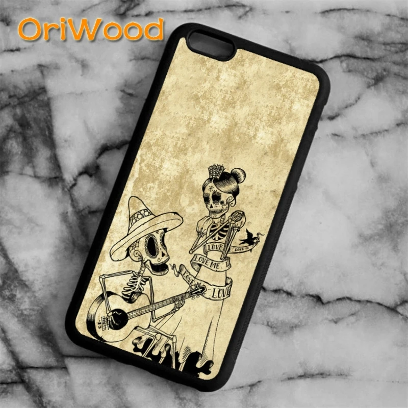 Мексиканский скелет сахар череп OriWood чехол для iPhone 6 s 7 8 plus X XR XS 11 12 pro max Samsung Galaxy S6 S7