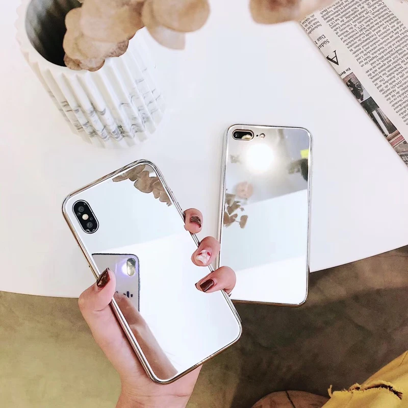 Роскошный женский зеркальный чехол для телефона iPhone X 8 7 6s Plus зеркальная задняя