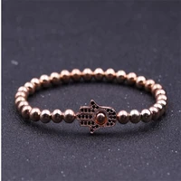 new hematite beads stone bracelets fatimahamsa hand charm for men macrame barbell jewelry pulseira masculina