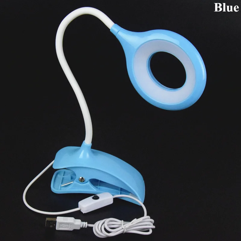 Blue AIFENG USB настольная лампа для детей, защита глаз, для студентов, для учебы, чтения, Ночной свет, 16 светодиодов, с зажимом, гибкий шланг, светодиодные настольные лампы, 5 В - Цвет корпуса: Blue
