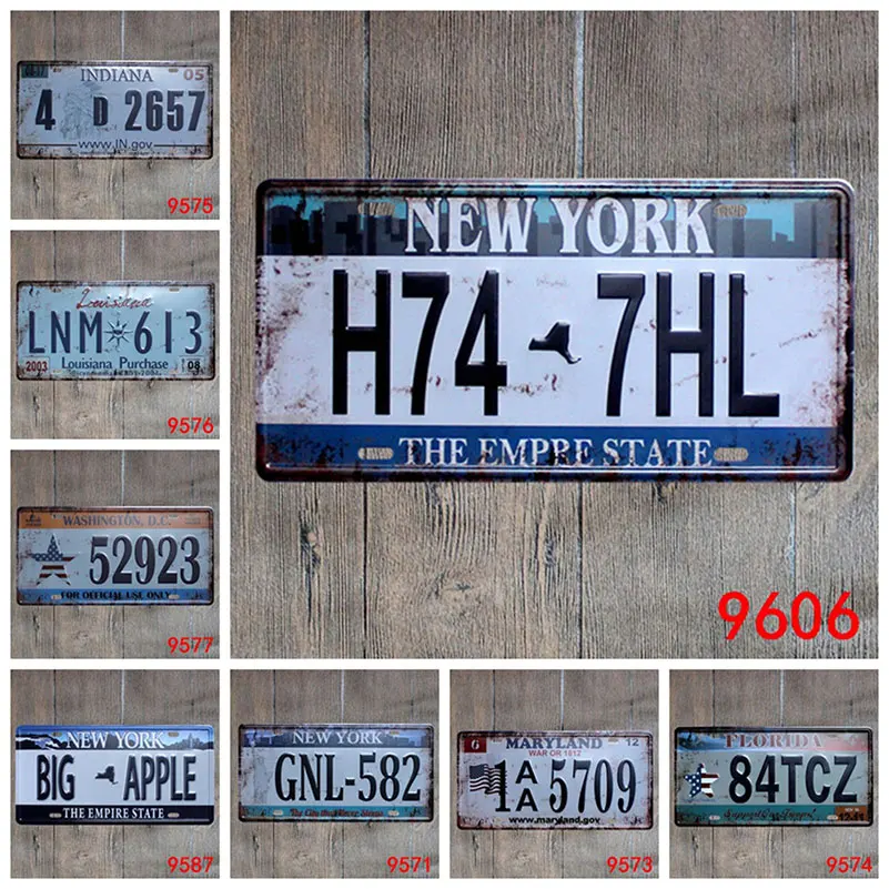 Retro Vintage Car License Metal Plate Plaque Number Tin Signs Bar Pub Cafe Decor Sign Garage Painting Sticker |