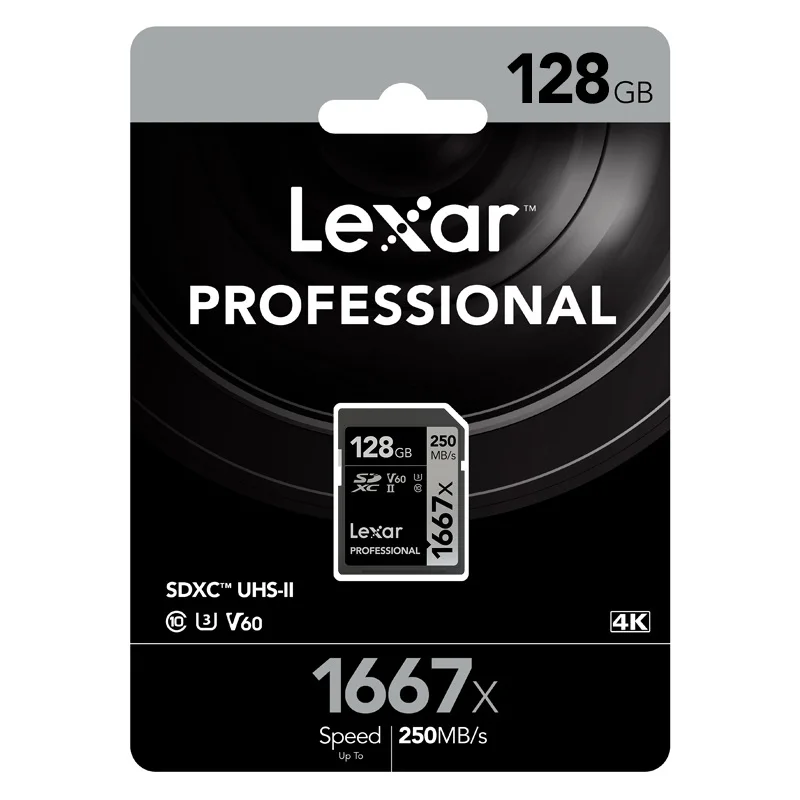 New Arrival!!! Lexar 1667X 64GB 128GB 256GB SDXC Card U3 250MB/s Class 10 SD Memory Card V60 For 3D 4K video Camera