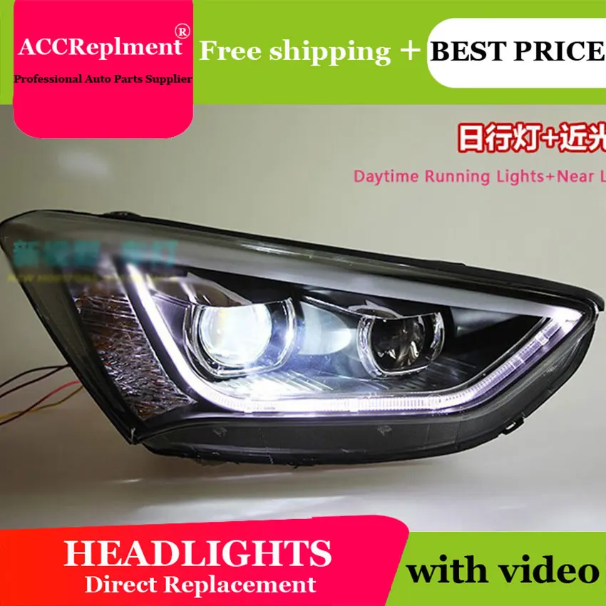 

AUTO.PRO 2013-2014 For Hyundai IX45 headlights led head lamps fog lamp bi xenon lens LED bar For Hyundai Santafe DRL car styling