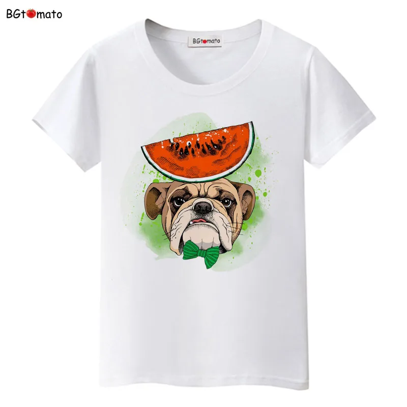 BGtomato Новинка! Женские рубашки с принтом собаки сердца и арбуза | Женская одежда