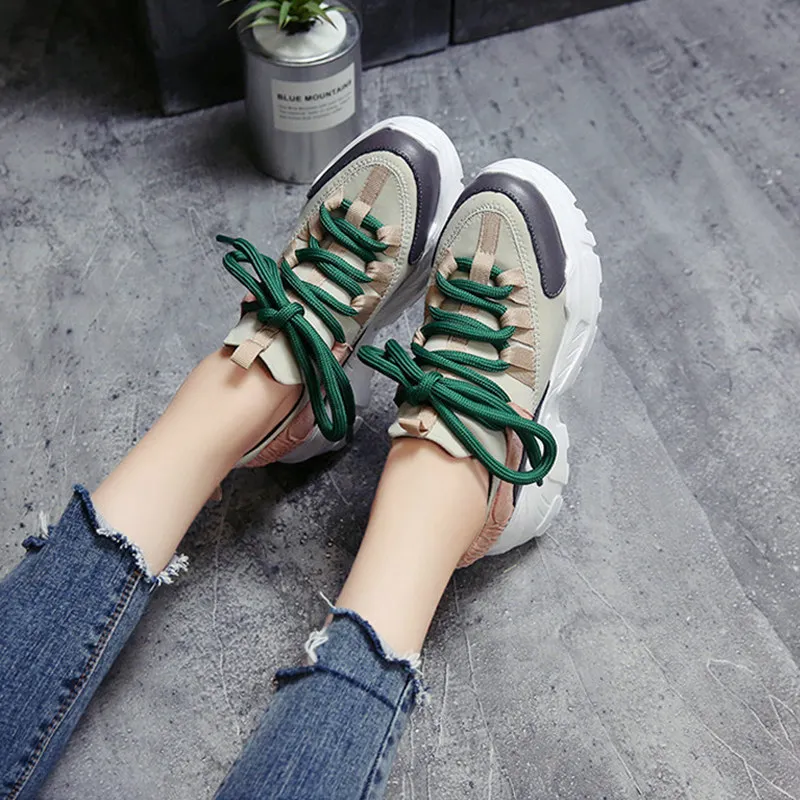 Кроссовки на платформе Nieuwe Vrouwen Stijlvolle Dikke Zool Loopschoenen Hoogte Toenemende 8 см спортивные