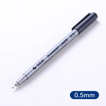 0.5mm 1 шт пигмент лайнер Pigma ручка микрон маркер для белой доски 0,05 0,1 0,2 0,3 0,4 0,5 0,6 0,8 различных наконечников, черная ручка эскизов ручки - Цвет: 0.5mm