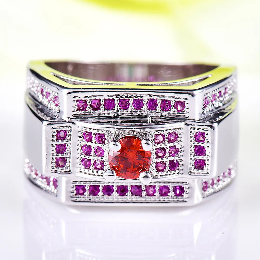 Lingmei красный для вечеринок и свиданий anniversaryjewelry Кольца круглая огранка Белое