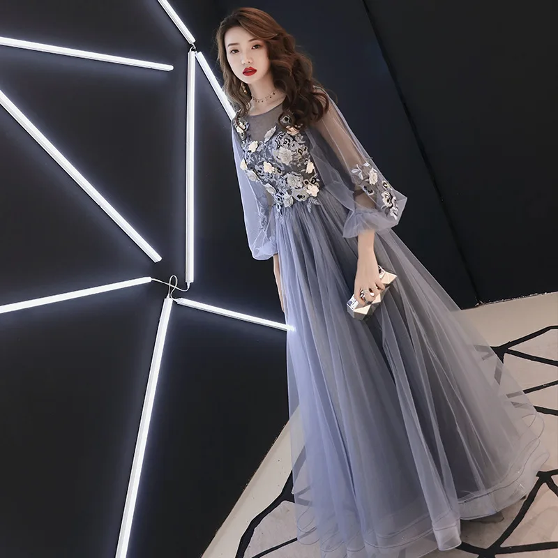 Вечерние Платья Кружева Иллюзия It's YiiYa, Бальные Платья Royal Crystal, Элегантные Цветы Жемчуг Аппликации,Свадебное Вечернее Платье, E294,Лето