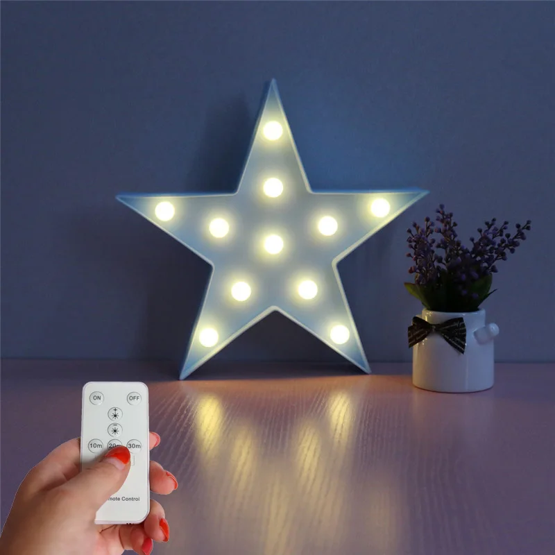 Blue Star Декоративные буквы свет звезда якорь светодиодный пульт дистанционного управления Marquee лампа на батарейках светодиодный знак для Рождественское украшение для дома подарки - Испускаемый цвет: Blue Star