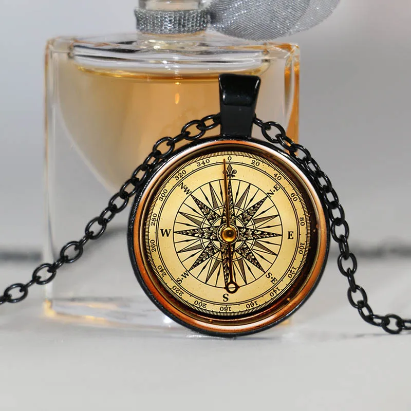 Vintage Jewelry &amp Accessories Retro Compass Necklaces Photo Glass Dome Necklace Silver Color Alloy Pendant Fashion | Украшения и