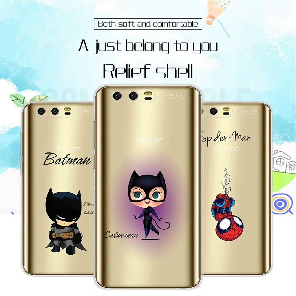 Phone Case For Huawei p smart Silicon Soft Clear TPU Spiderman Iron Man The Avengers Cover for honor 9 lite |