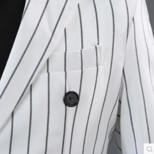 Новинка 2018 (костюм + брюки жилет) мужская одежда Белый Черный Полосатый