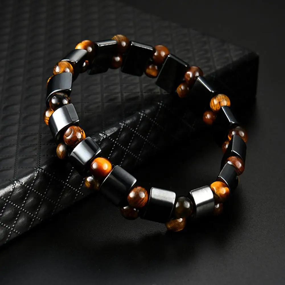 Vintage Bracelets For Men Women 2018 Magnetic Therapy Hematite Braceletfor Tiger Eye Bracelet As Birthday Gifts Orange black | Украшения и