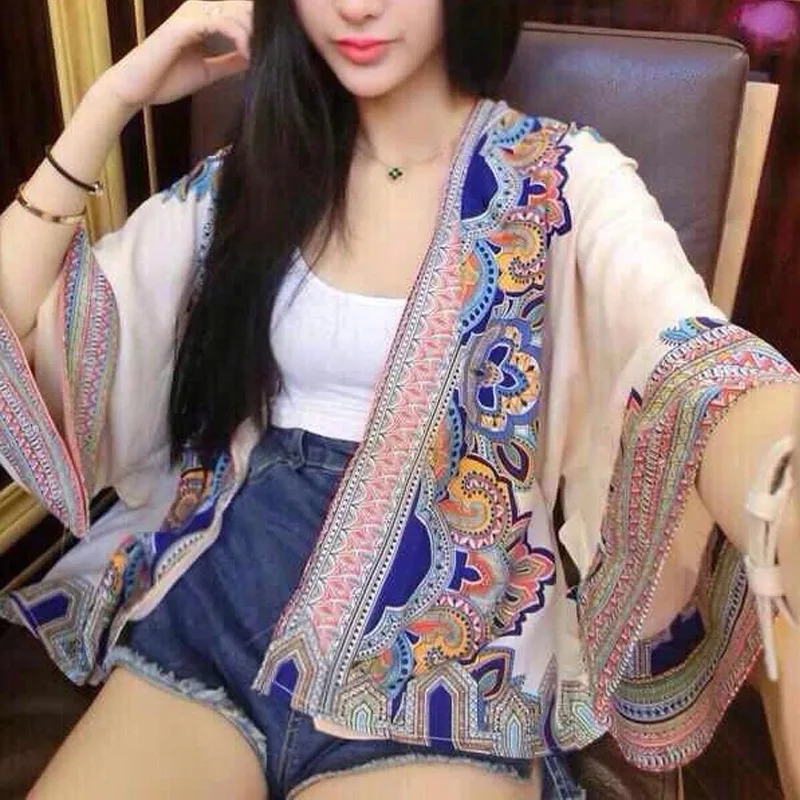 

New Arrival Chiffon Ladies Cardigan Boho Women's Blouse Shirt Sunscreen Cardigan