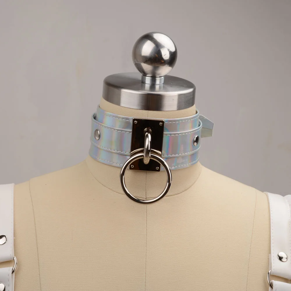 Большой лазерный голографический ошейник ручной работы для косплея золотистого