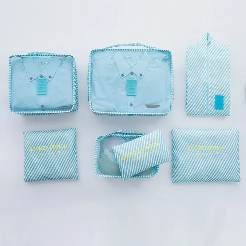 7PCS high quality solid color travel set of 7 thick waterproof suitcase storage bag Bedroom |