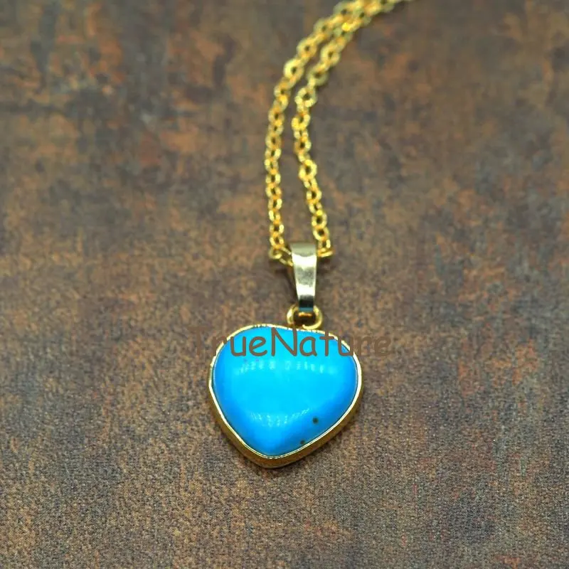 Ожерелье в форме сердца золотые звенья цепочки бирюзы ювелирные изделия 16 32