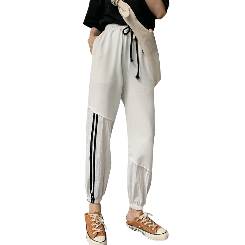 Pantalones mujer лето 2019 новые женские штаны корейские свободные со вставками