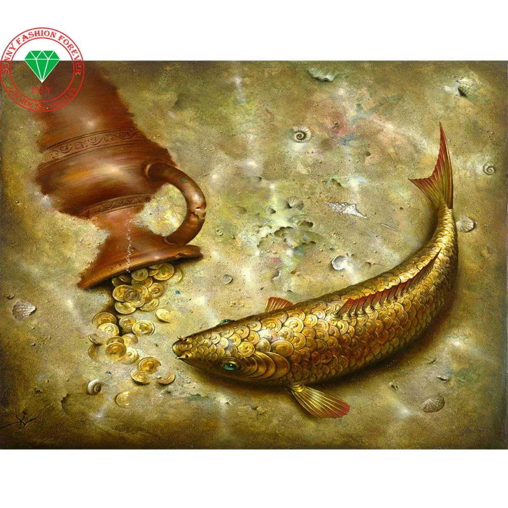 5D алмазная вышивка рыбы живопись своими руками крестиком полностью квадратная
