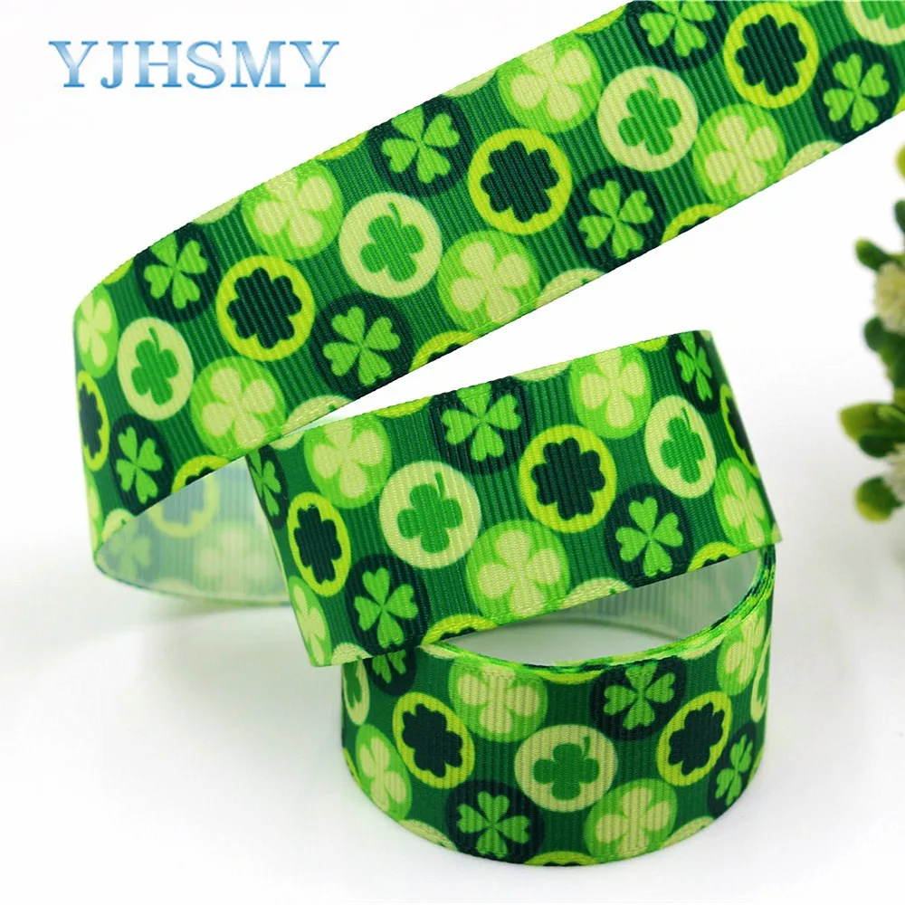 YJHSMY D 18111 125 10 ярдов 25 мм лента клевера Термотрансферная печать Grosgrain Свадебные